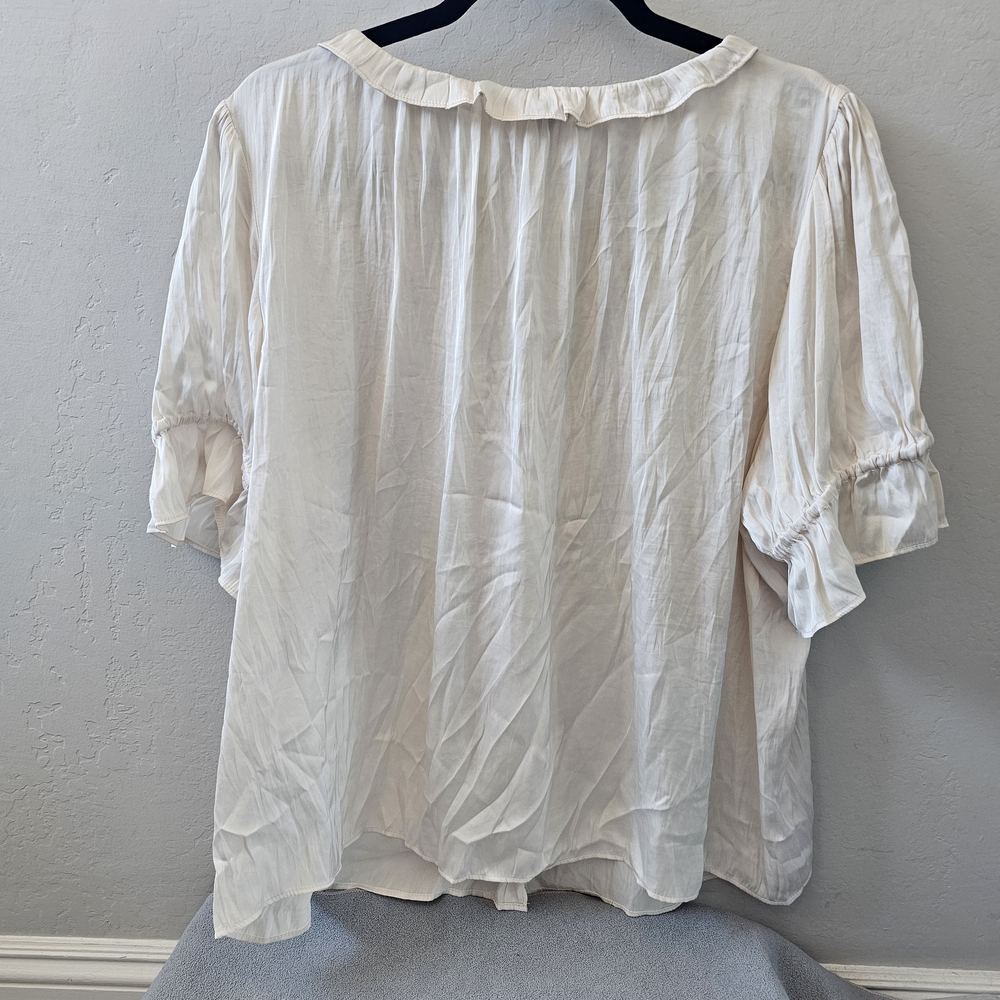 J. Crew Cream Ruffle Scoop Neck Blouse - Picture 3 of 3
